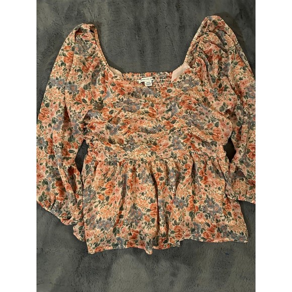 American Eagle Outfitters  Pink Floral Print Chiffon - Picture 3 of 5